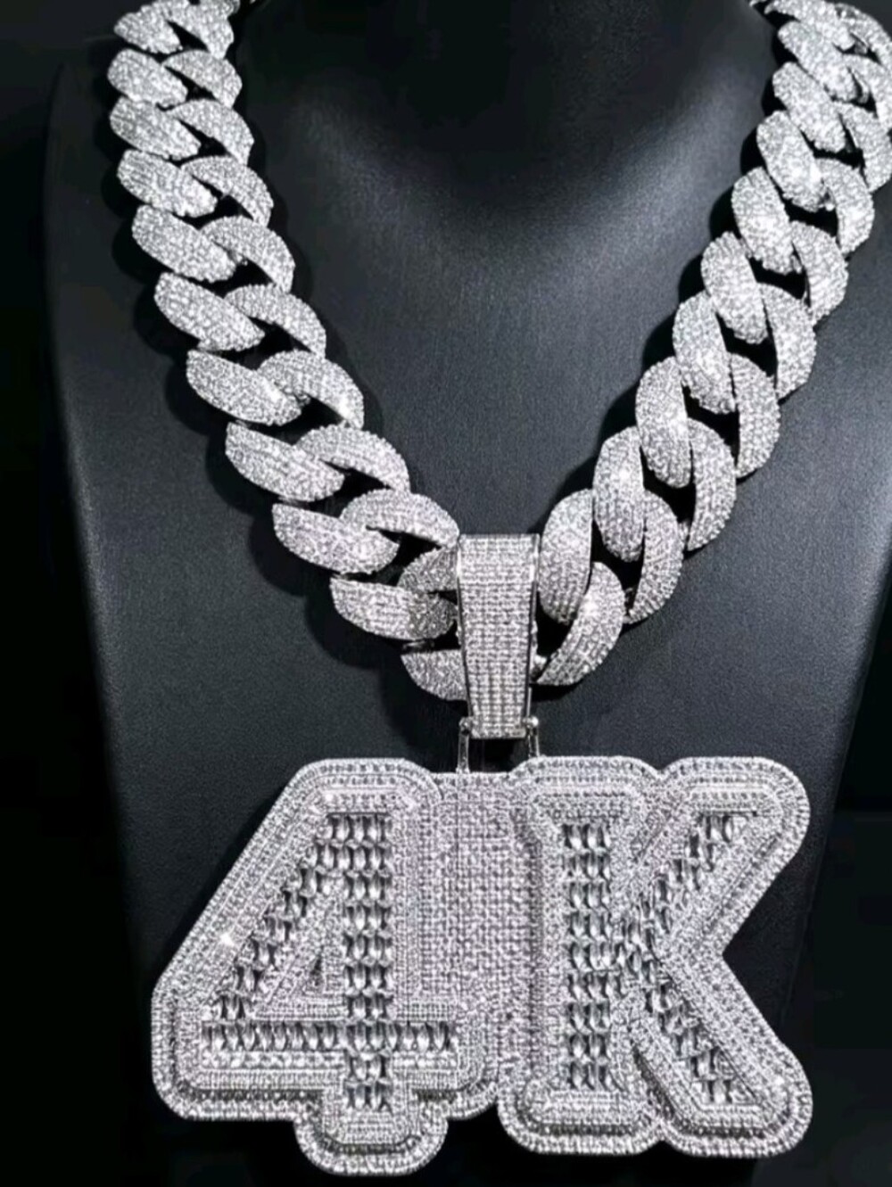 Men's Copper Iced Out 4K Letter Pendant With Cuban Link Chain Baguette Diamond
